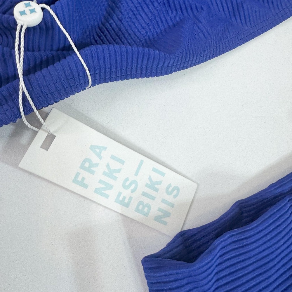 Frankies Bikinis Swimsuit Womens Large Blue Ribbed Bralette Bikini Two Piece - Picture 11 of 13